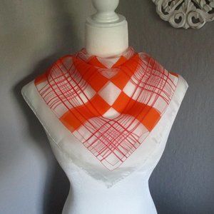 1960s MCM orange & white patchwork scarf
